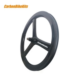 16-Inch 349 Carbon Straight Tri Spoke Wheelset | 26mm Wide Clincher Wheels for Brompton